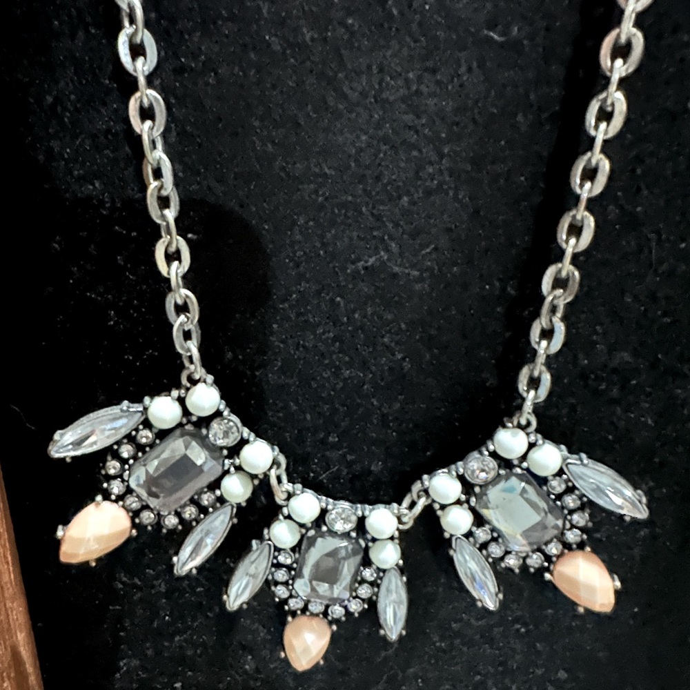Silver and peach necklace